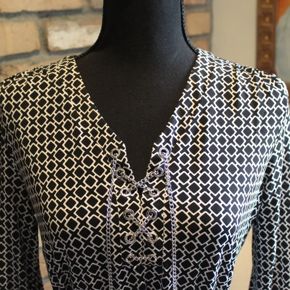 Michael Kors Chain Lace-Up Shirt Dress - Picture 2 of 7